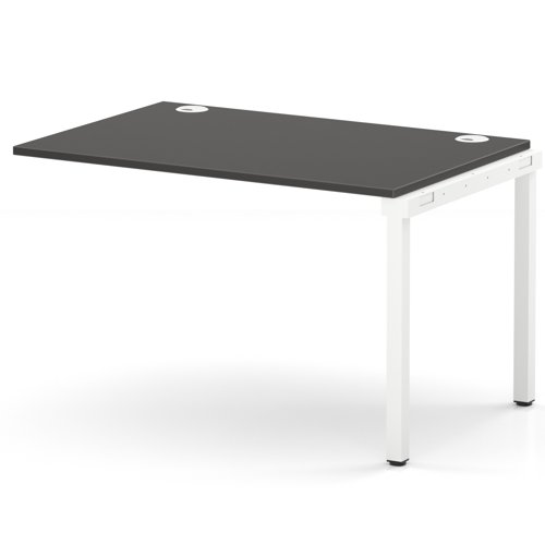 Impulse Bench Single Row Ext Kit 1200 White Frame Office Bench Desk Carbon Grey