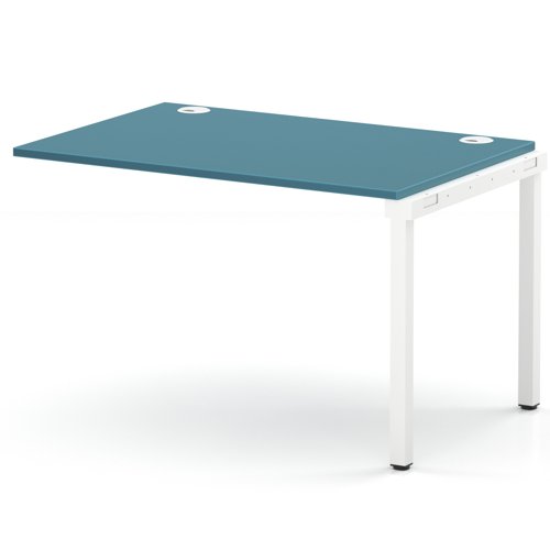 Impulse Bench Single Row Ext Kit 1200 White Frame Office Bench Desk Dark Teal