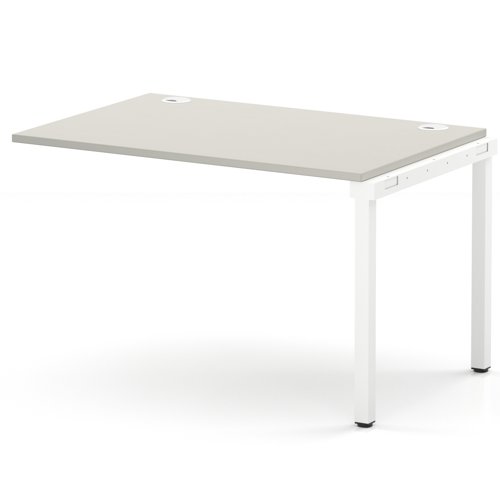 Impulse Bench Single Row Ext Kit 1200 White Frame Office Bench Desk Dove Grey