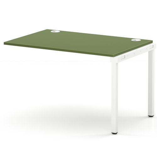 Impulse Bench Single Row Ext Kit 1200 White Frame Office Bench Desk Moss Green