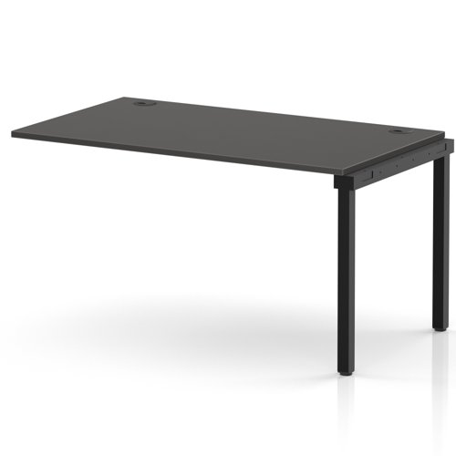 Impulse Bench Single Row Ext Kit 1400 Black Frame Office Bench Desk Carbon Grey