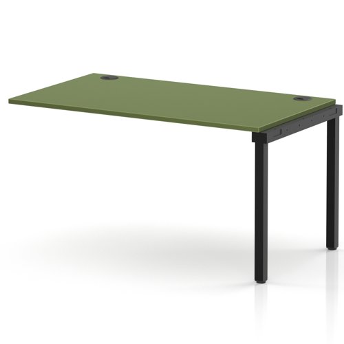 Impulse Bench Single Row Ext Kit 1400 Black Frame Office Bench Desk Moss Green
