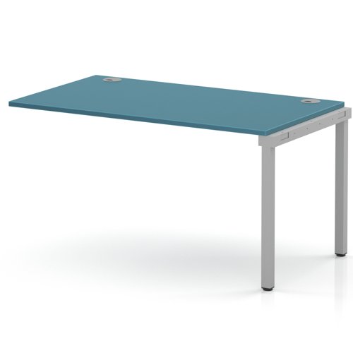 Impulse Bench Single Row Ext Kit 1400 Silver Frame Office Bench Desk Dark Teal