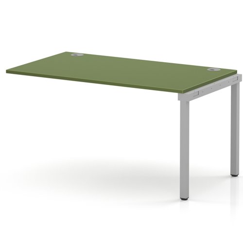 Impulse Bench Single Row Ext Kit 1400 Silver Frame Office Bench Desk Moss Green