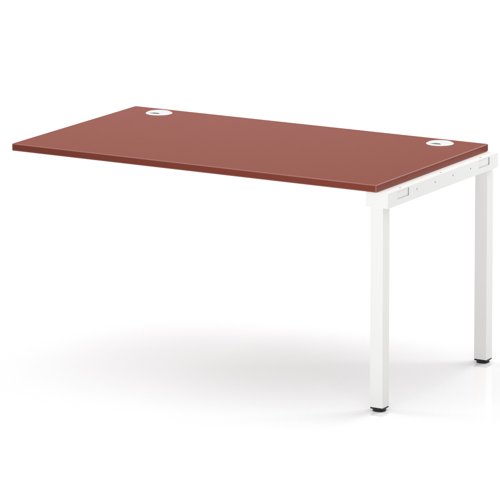 Impulse Bench Single Row Ext Kit 1400 White Frame Office Bench Desk Brick Red