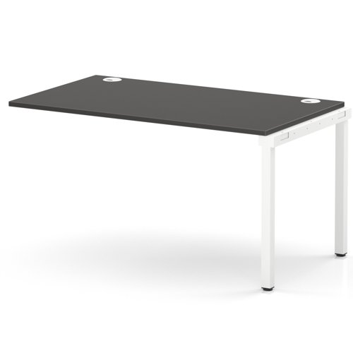 Impulse Bench Single Row Ext Kit 1400 White Frame Office Bench Desk Carbon Grey