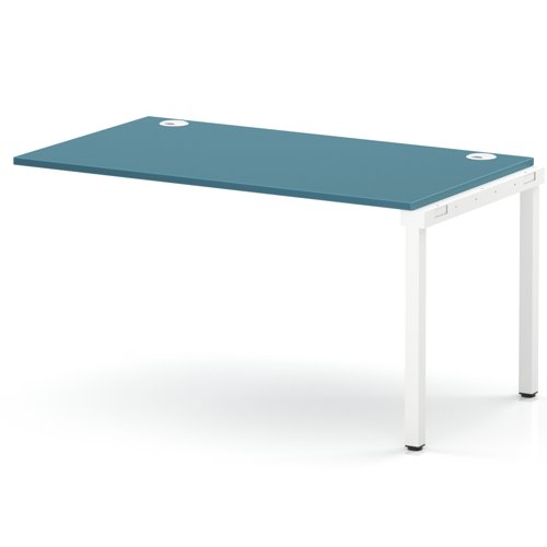 Impulse Bench Single Row Ext Kit 1400 White Frame Office Bench Desk Dark Teal