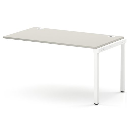 Impulse Bench Single Row Ext Kit 1400 White Frame Office Bench Desk Dove Grey