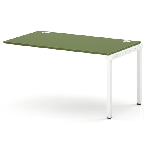 Impulse Bench Single Row Ext Kit 1400 White Frame Office Bench Desk Moss Green