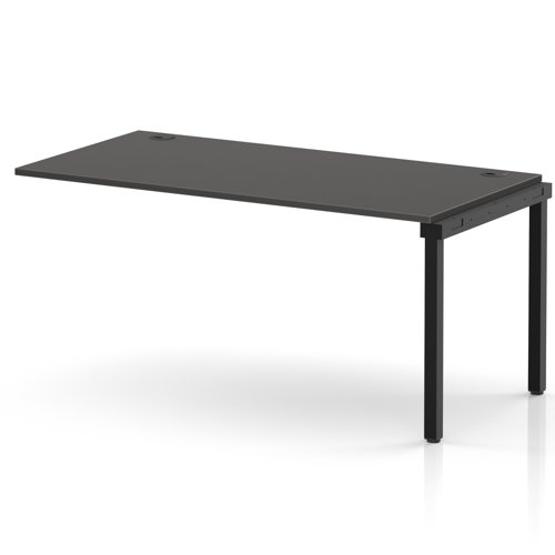Impulse Bench Single Row Ext Kit 1600 Black Frame Office Bench Desk Carbon Grey