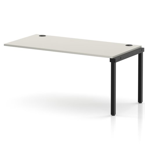 Impulse Bench Single Row Ext Kit 1600 Black Frame Office Bench Desk Dove Grey