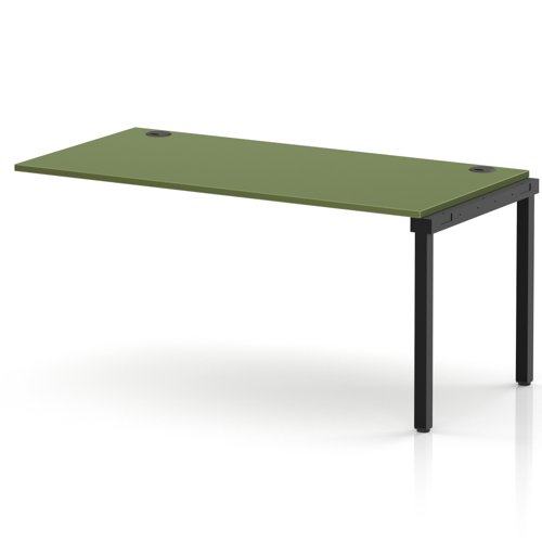 Impulse Bench Single Row Ext Kit 1600 Black Frame Office Bench Desk Moss Green
