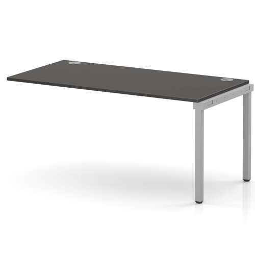 Impulse Bench Single Row Ext Kit 1600 Silver Frame Office Bench Desk Carbon Grey