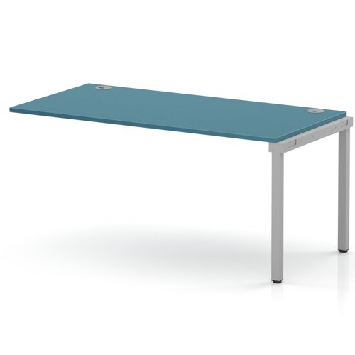 Impulse Bench Single Row Ext Kit 1600 Silver Frame Office Bench Desk Dark Teal
