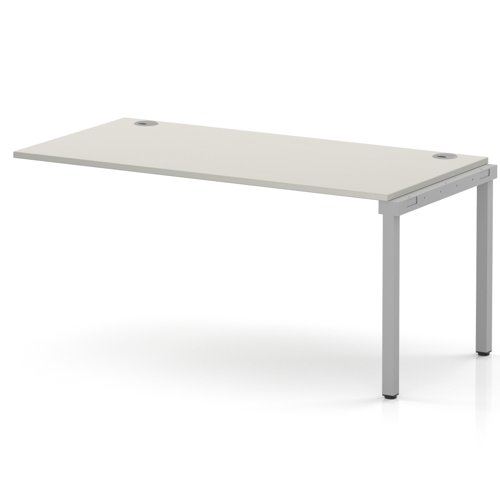 Impulse Bench Single Row Ext Kit 1600 Silver Frame Office Bench Desk Dove Grey