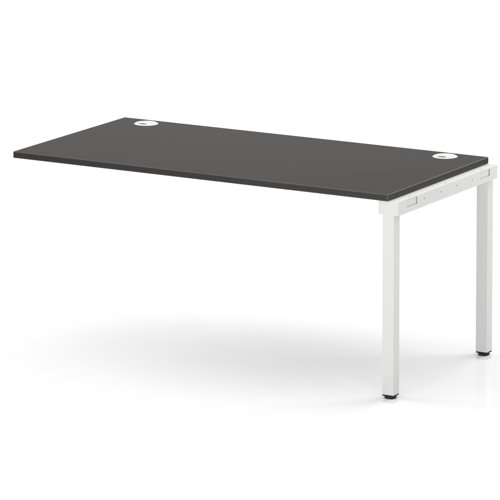 Impulse Bench Single Row Ext Kit 1600 White Frame Office Bench Desk Carbon Grey