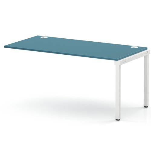 Impulse Bench Single Row Ext Kit 1600 White Frame Office Bench Desk Dark Teal