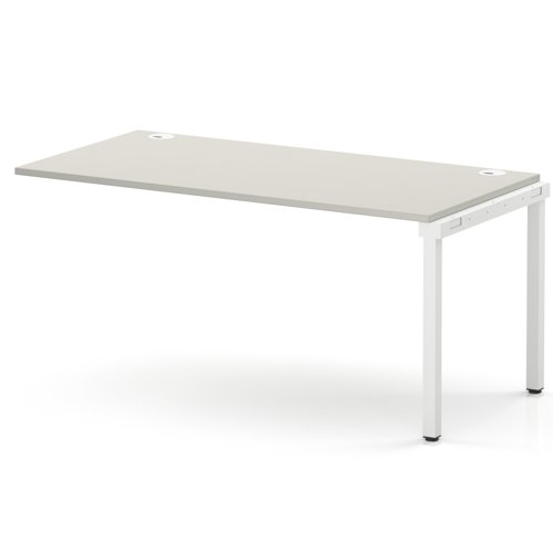Impulse Bench Single Row Ext Kit 1600 White Frame Office Bench Desk Dove Grey