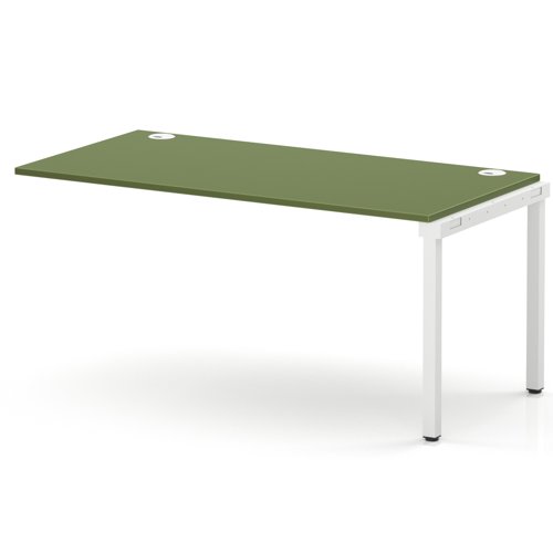 Impulse Bench Single Row Ext Kit 1600 White Frame Office Bench Desk Moss Green
