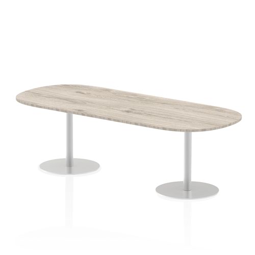Italia 2400mm Poseur Boardroom Table Grey Oak Top 725mm High Leg