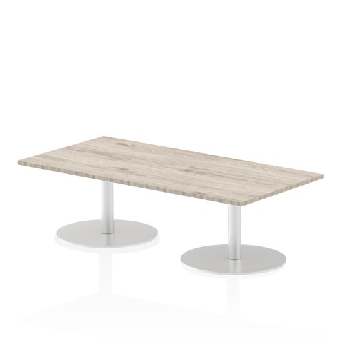 Italia 1600 x 800mm Poseur Rectangular Table Grey Oak Top 475mm High Leg