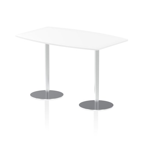 27966DY | Italia is the ultimate style statement - whether for meetings, conferences, boardrooms or dining areas.  This table is topped by a spectacular writeable/wipe clean hi-gloss boat-shaped top.  Underneath the brushed steel trumpet base and post design looks striking and has the practicality of eliminating any knee and leg traps underneath.