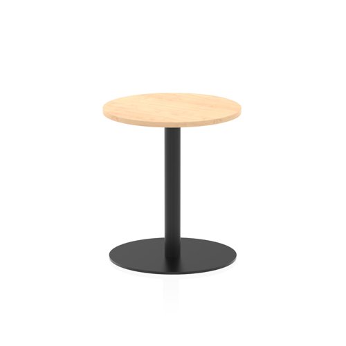 Italia 600mm Poseur Round Table Maple Top 720mm High Black Leg