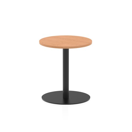 Italia 600mm Poseur Round Table Oak Top 720mm High Black Leg