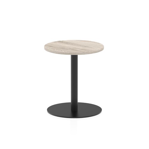 Italia 600mm Poseur Round Table Grey Oak Top 720mm High Black Leg