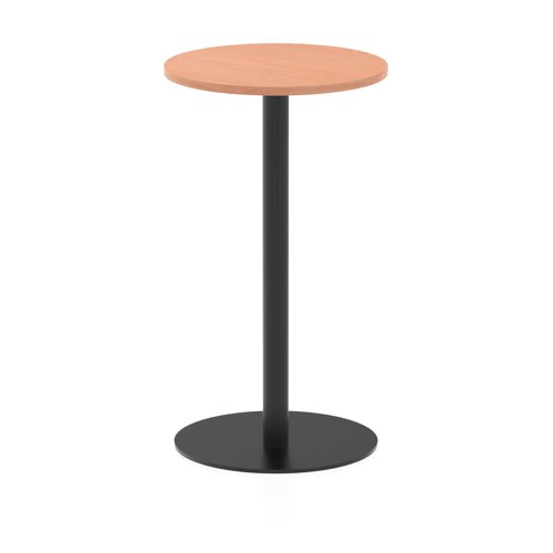 Italia 600mm Poseur Round Table Beech Top 1145mm High Black Leg