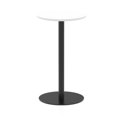 Italia 600mm Poseur Round Table White Top 1145mm High Black Leg