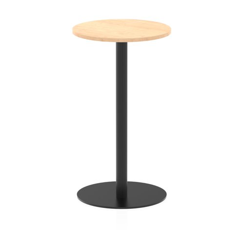 Italia 600mm Poseur Round Table Maple Top 1145mm High Black Leg