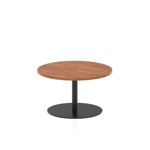 Italia 800mm Round Coffee Table Walnut Top 475mm High Black Leg