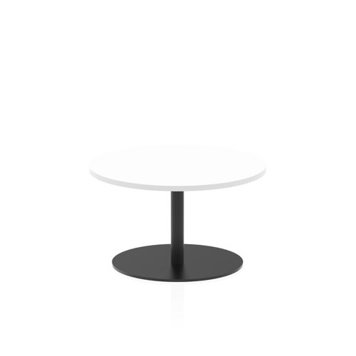 Italia 800mm Round Coffee Table White Top 475mm High Black Leg