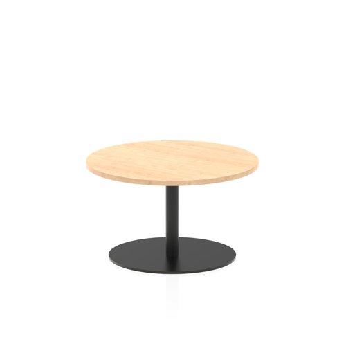 Italia 800mm Round Coffee Table Maple Top 475mm High Black Leg