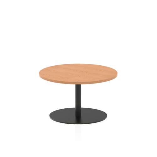 Italia 800mm Round Coffee Table Oak Top 475mm High Black Leg