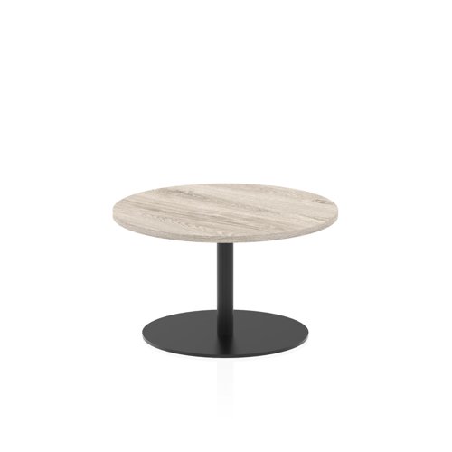 Italia 800mm Round Coffee Table Grey Oak Top 475mm High Black Leg