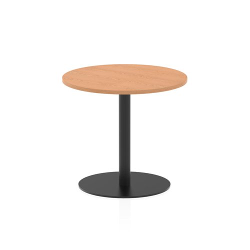 Italia 800mm Poseur Round Table Oak Top 720mm High Black Leg