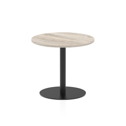 Italia 800mm Poseur Round Table Grey Oak Top 720mm High Black Leg