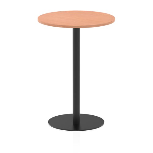 Italia 800mm Poseur Round Table Beech Top 1145mm High Black Leg