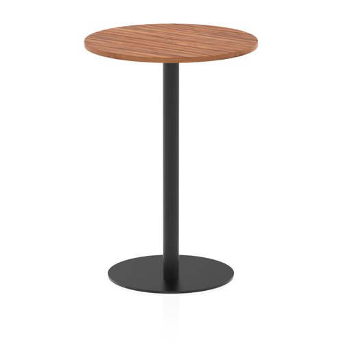 Italia 800mm Poseur Round Table Walnut Top 1145mm High Black Leg