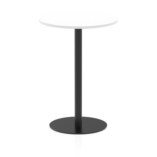 Italia 800mm Poseur Round Table White Top 1145mm High Black Leg