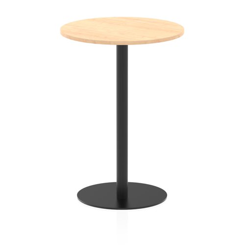 Italia 800mm Poseur Round Table Maple Top 1145mm High Black Leg