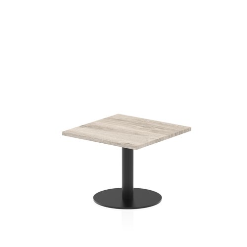 Italia 600mm Square Coffee Table Grey Oak Top 475mm High Black Leg