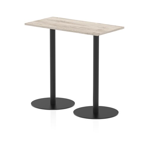 Italia 1200 x 600mm Poseur Rectangular Table Grey Oak Top 1145mm High Black Leg
