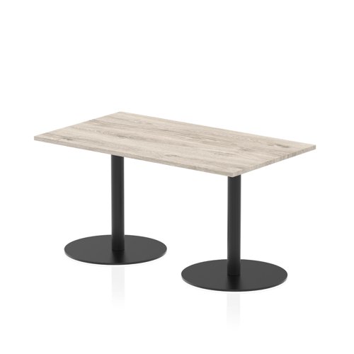 Italia 1400 x 800mm Poseur Rectangular Table Grey Oak Top 720mm High Black Leg