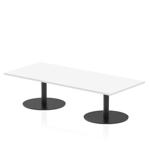 Italia 1800 x 800mm Rectangular Coffee Table White Top 475mm High Black Leg