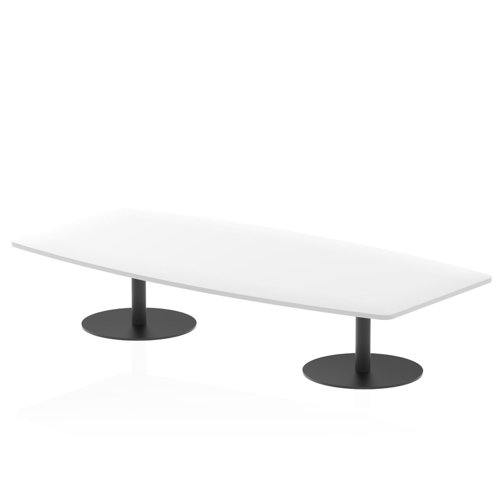 Italia 2400mm High Gloss Coffee Table White Top 475mm High Black Leg