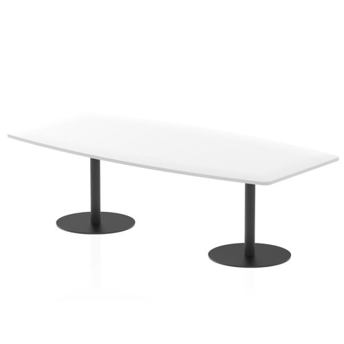 Italia 2400mm Poseur High Gloss Table White Top 725mm High Black Leg