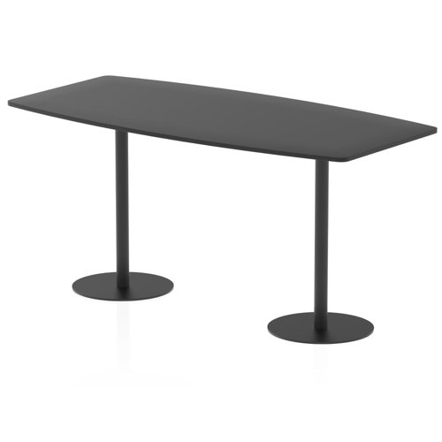 Italia 2400mm Poseur High Gloss Table Black Top 1145mm High Black Leg